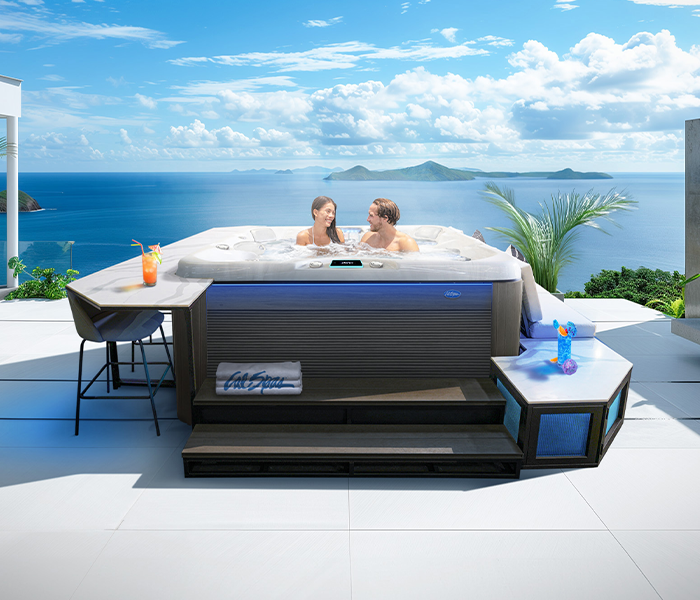 Calspas hot tub being used in a family setting - Orange